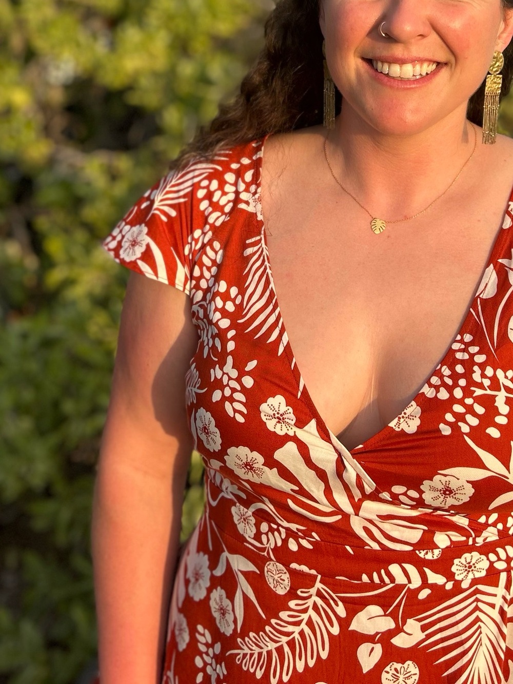Arnhem Nala - Orange and White Tropical Floral - Midi wrap Dress - Picture 10 of 11